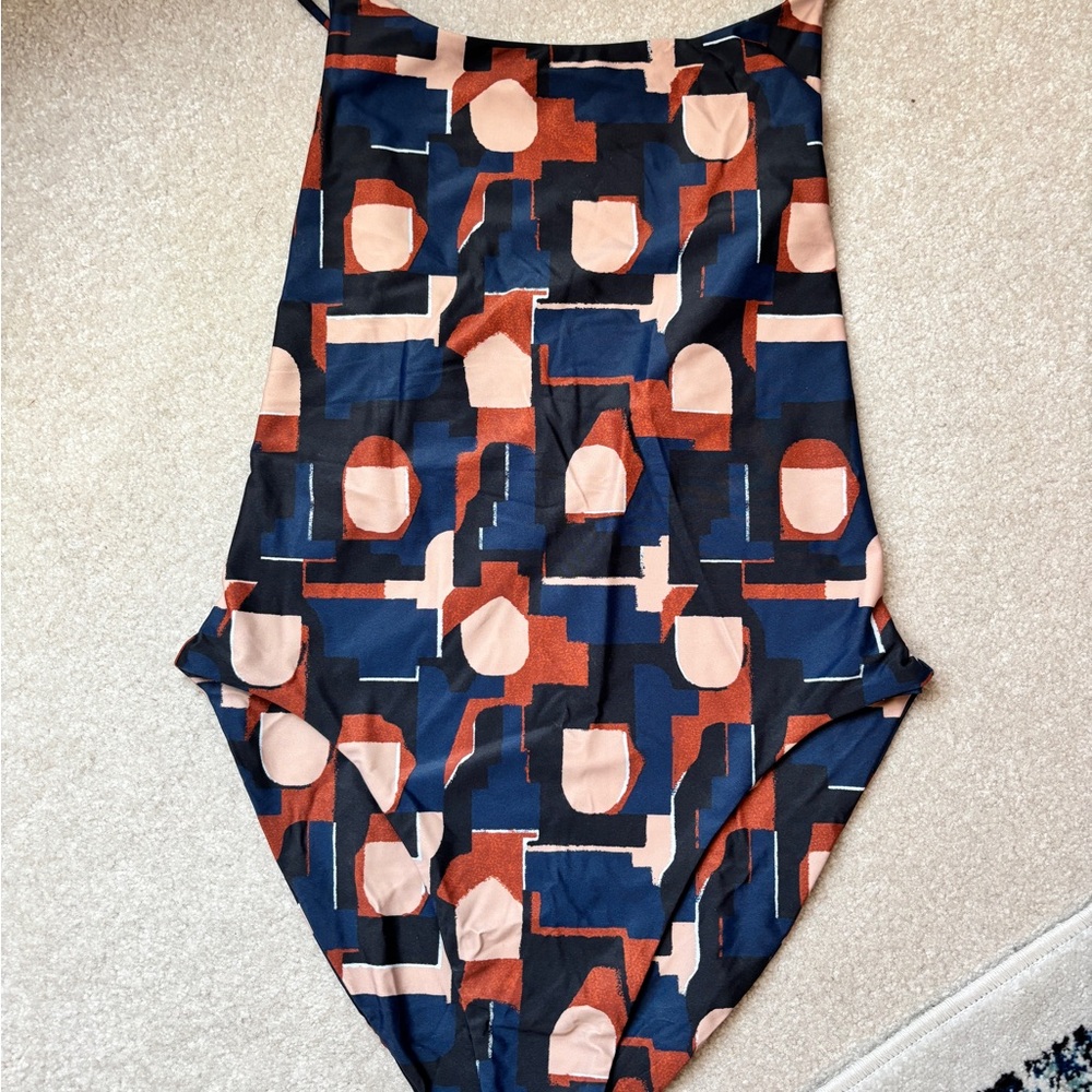 Madewell Abstract Print Bodysuit in Navy and Rust